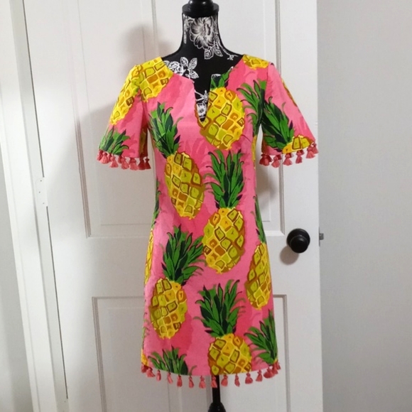 🍍RARE Trina Turk🍍- Pineapple Jacquard Print Shift Dress - Picture 2 of 16